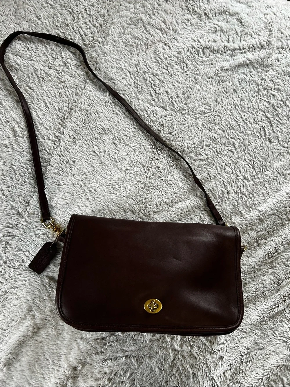 Coach 1980s Rare Convertible Clutch Burgundy Leather Gold Hardware
